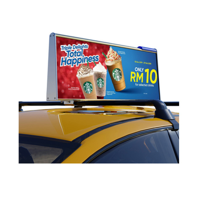 1920Hz Outdoor Taxi Top Led Display Dengan Ukuran Standar 960x320mm